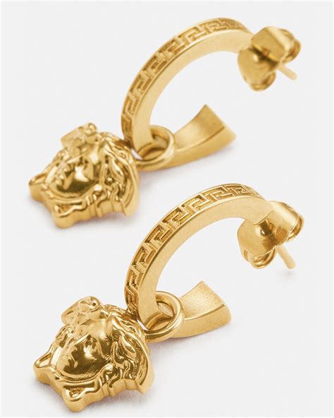 gold versace hoops|Greca Hoop Earrings Gold .